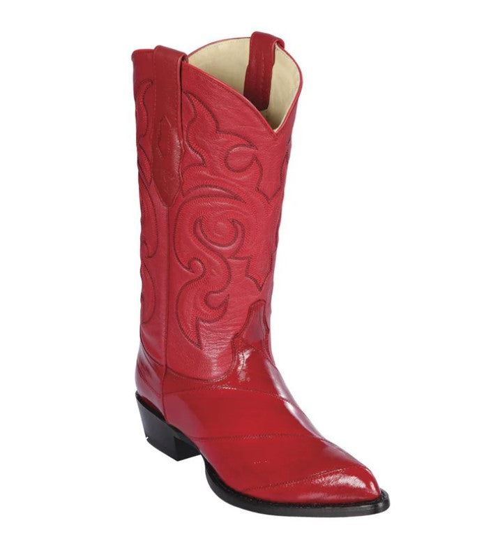 Mens Red Eel Cowboy Boots J-Toe